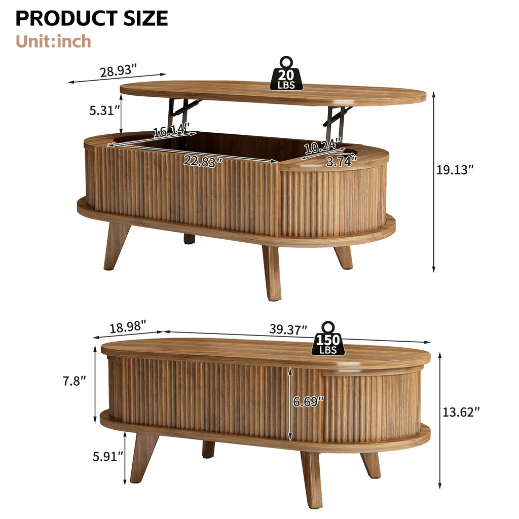 The Harper Fluted Oval Coffee Table