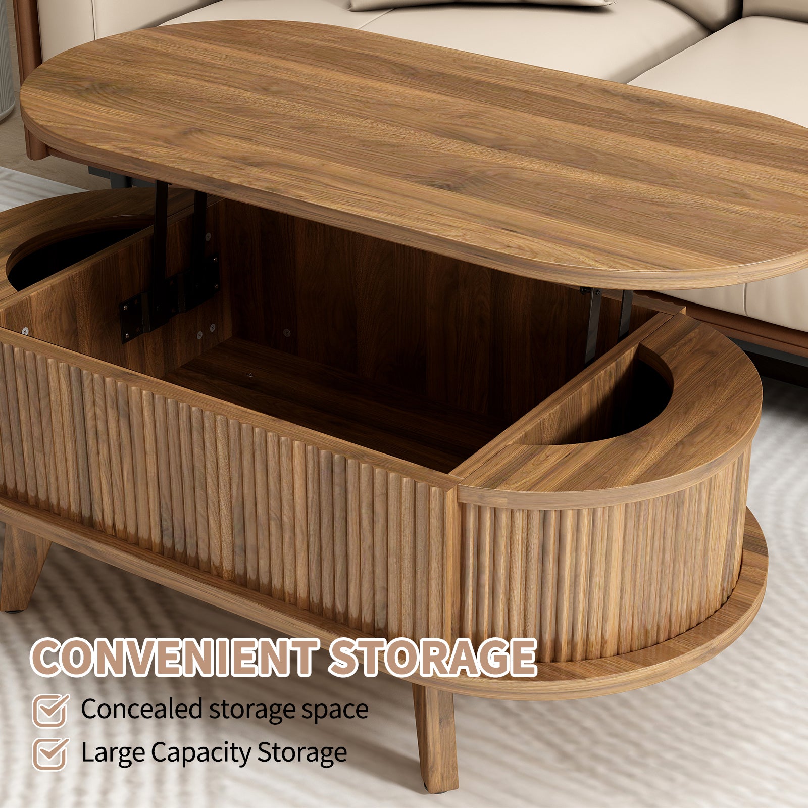 The Harper Fluted Oval Coffee Table